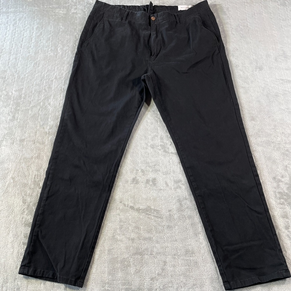 Mott Bow Pants Mens 38x30 Black Chino‎ Straight Twill Preppy Lightweight 37x29